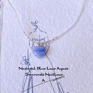 COPY - Natural Blue Lace Agate Swarovski Necklace